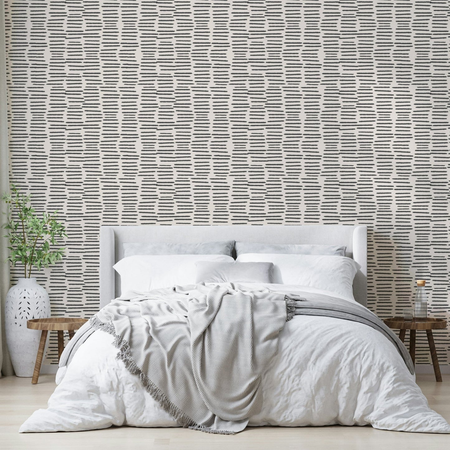 Minimalist wallpaper with charcoal brush stripes

