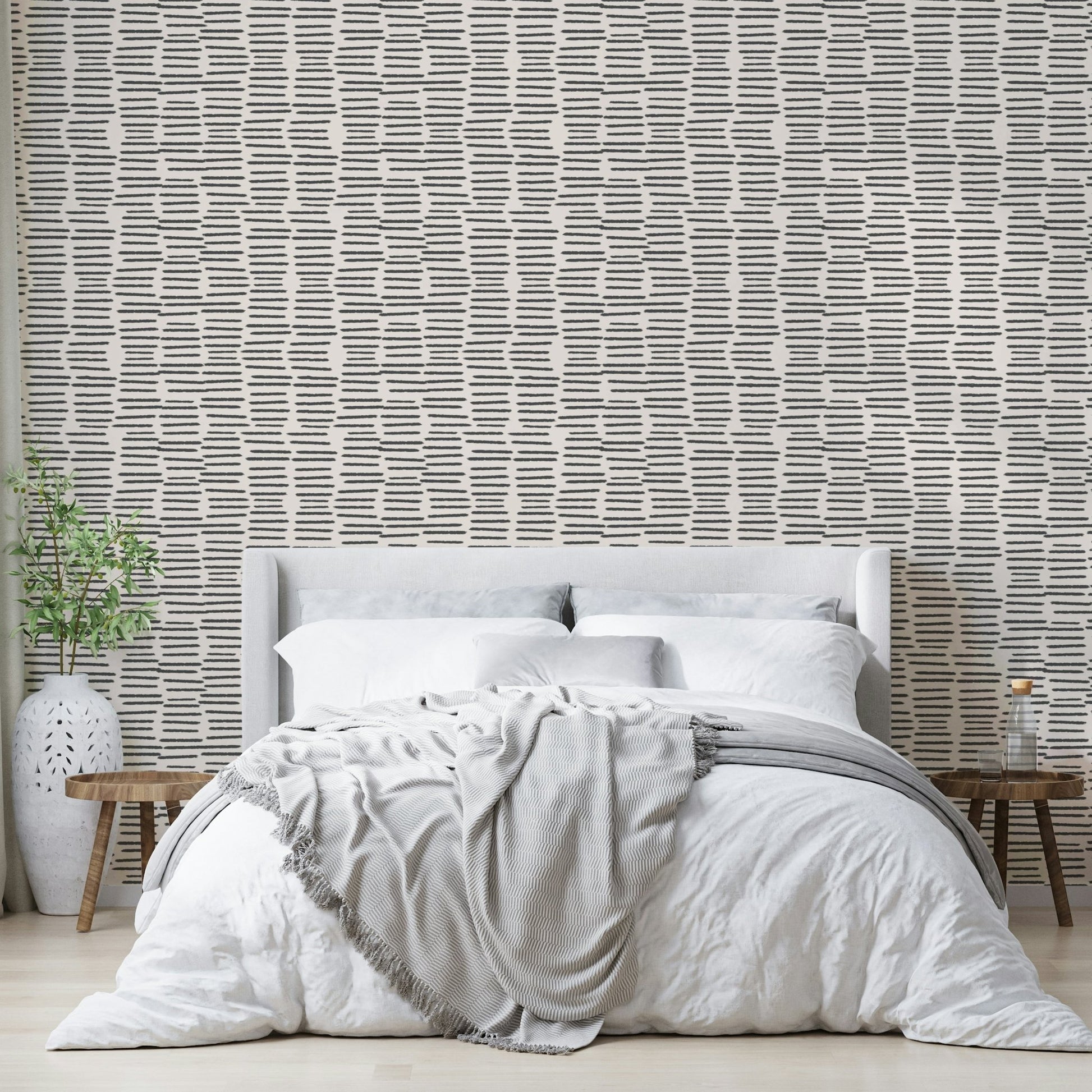 Minimalist wallpaper with charcoal brush stripes

