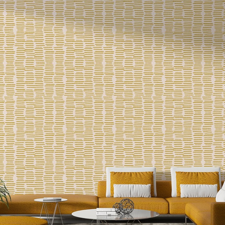 Brush stroke minimalist wallpaper mustard yellow


