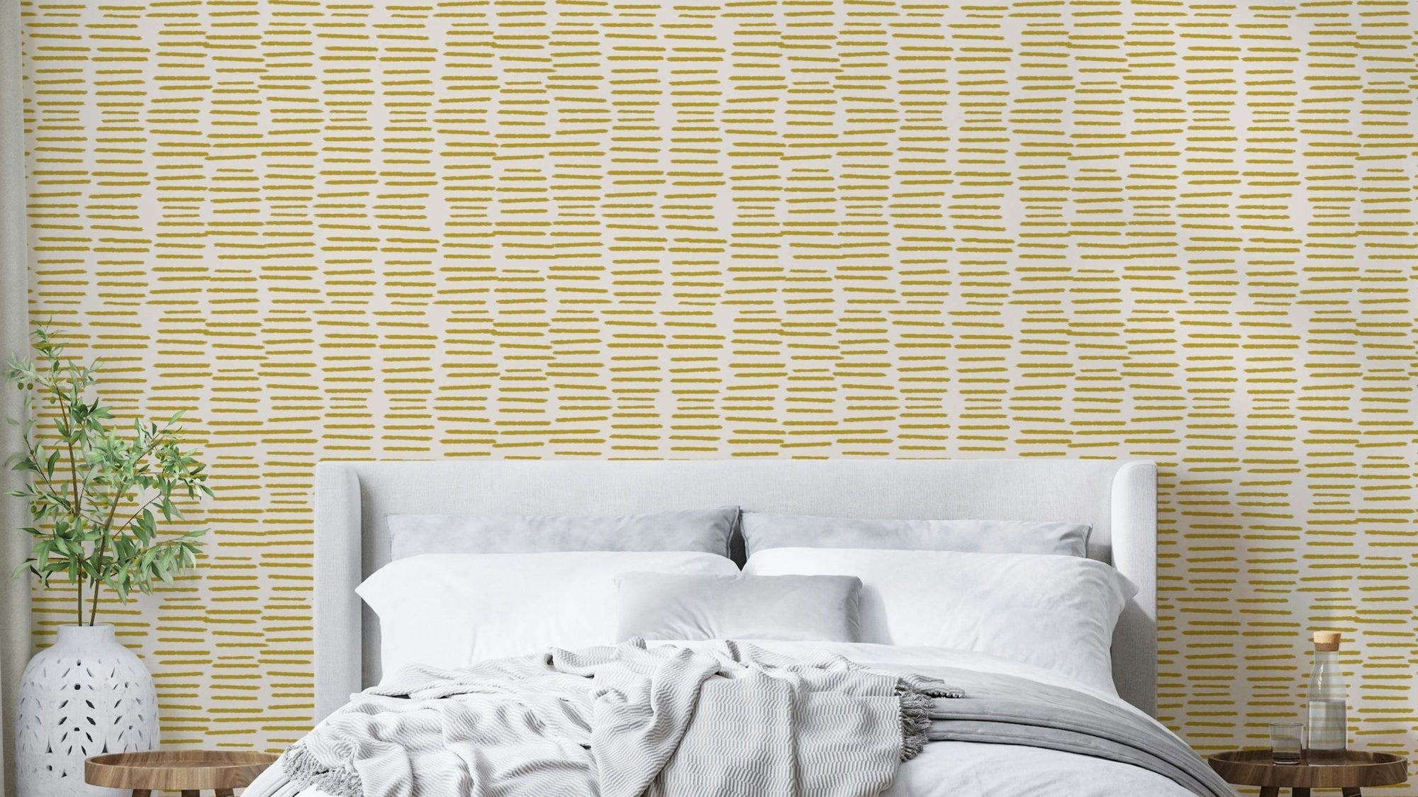 Soft mustard yellow stripes with brush strokes  GD686