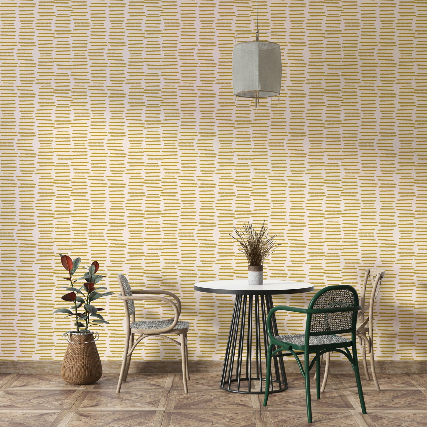 Minimalist mustard yellow boho brush strokes

