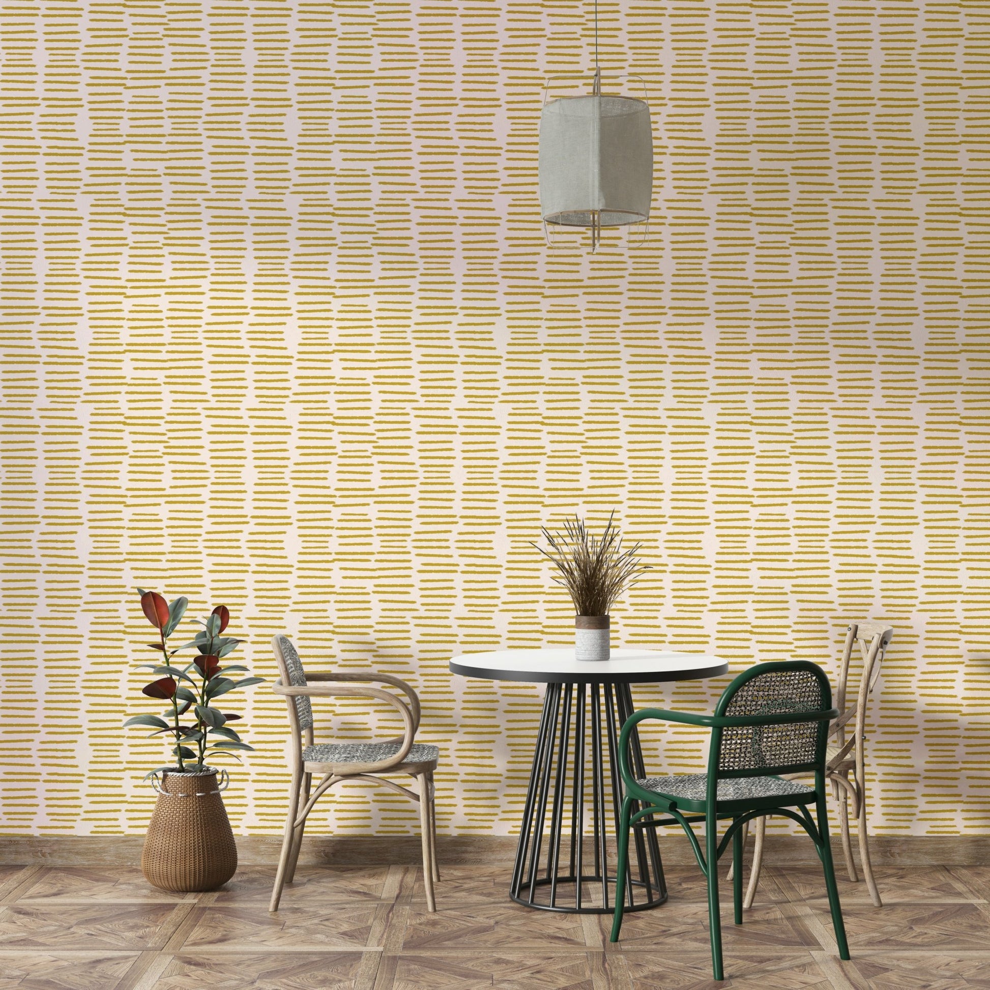 Minimalist mustard yellow boho brush strokes

