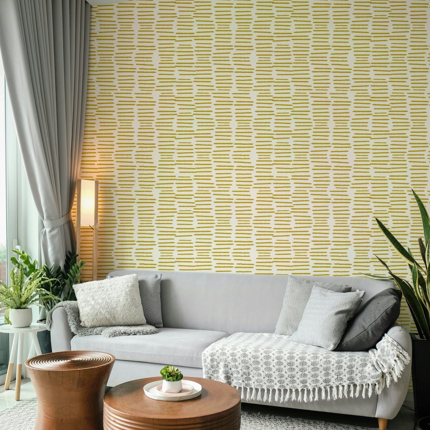 Mustard yellow minimalist brush stroke design

