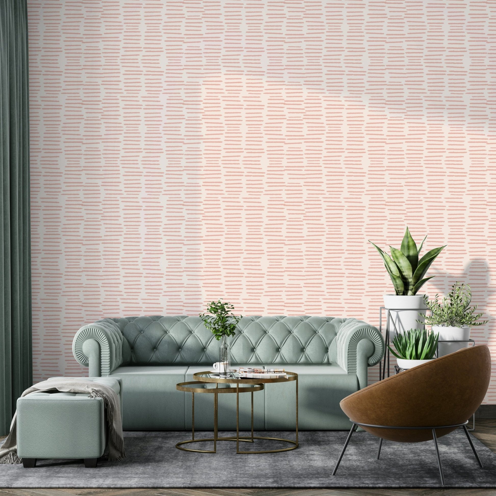 Organic pink stripes boho wallpaper design

