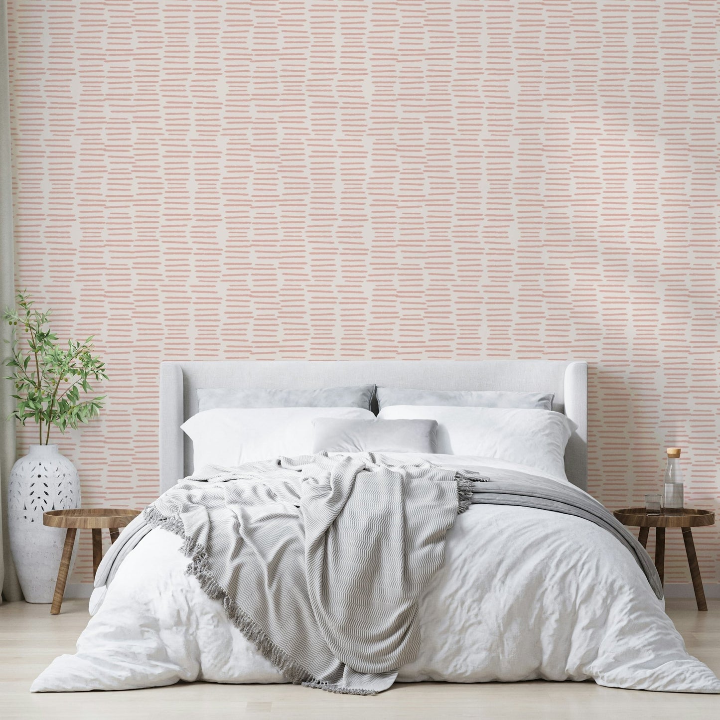 Minimalist wallpaper with pink brush stripes

