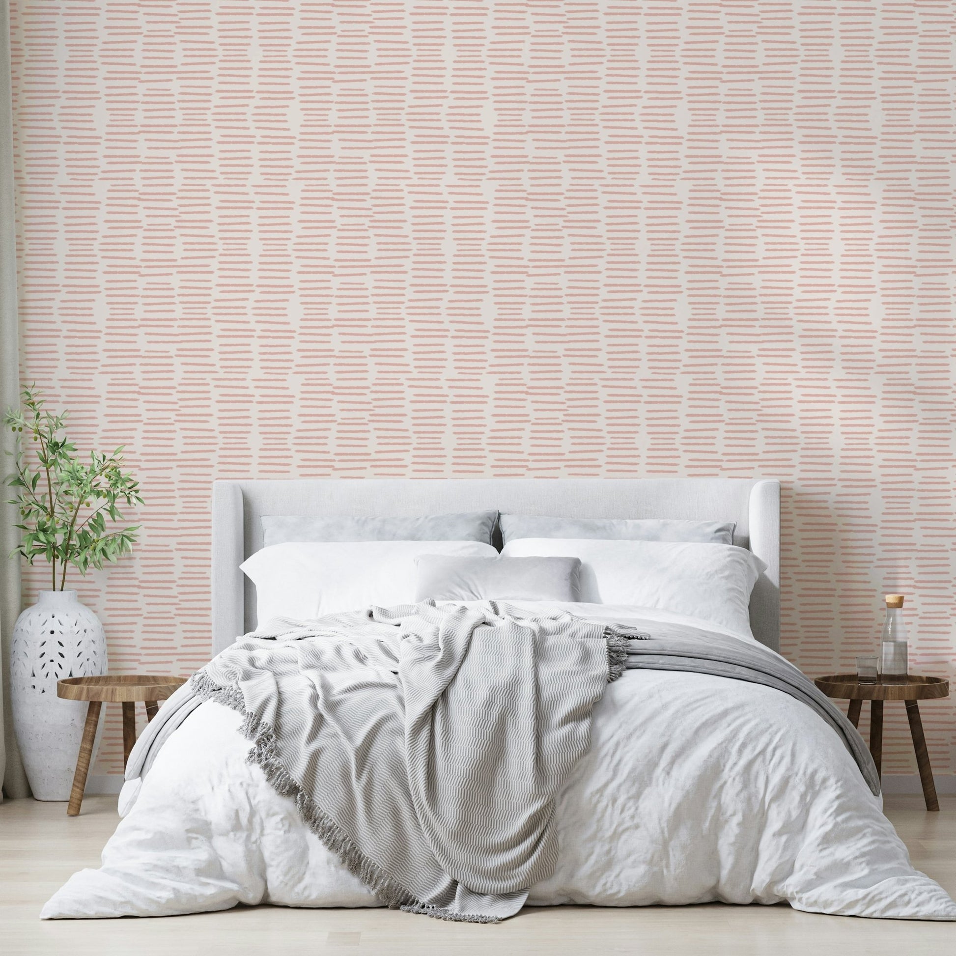 Minimalist wallpaper with pink brush stripes

