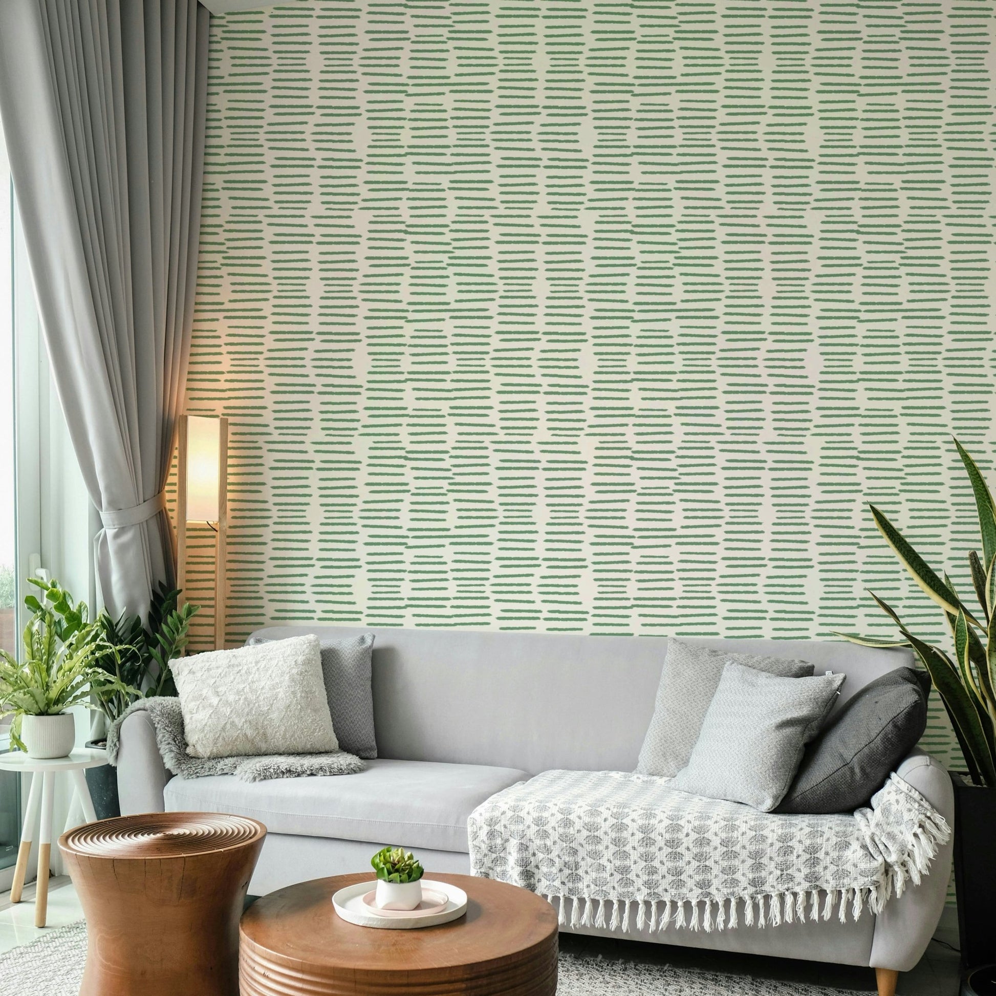 Organic brush stroke sage wallpaper design

