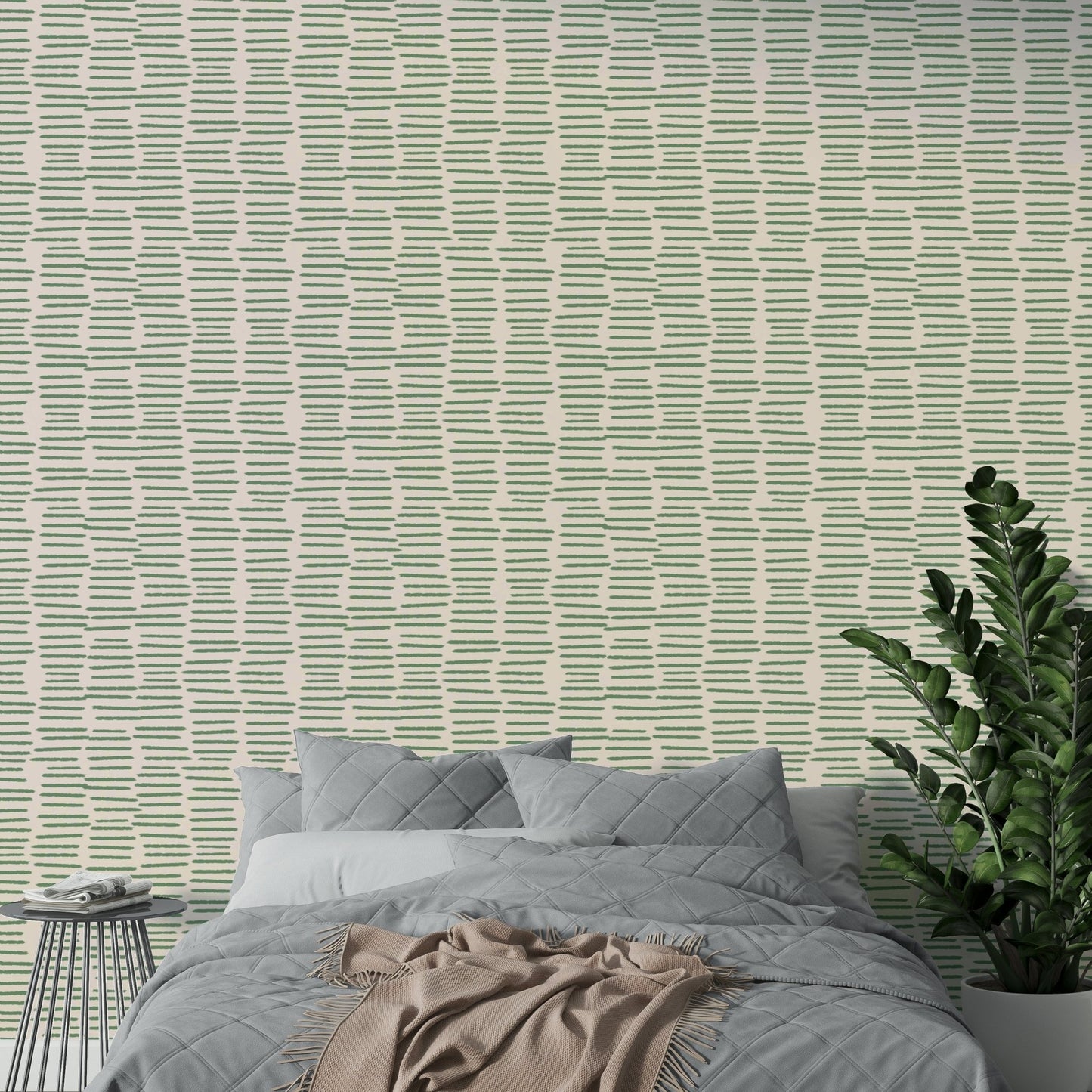 Brush stroke minimalist wallpaper in sage

