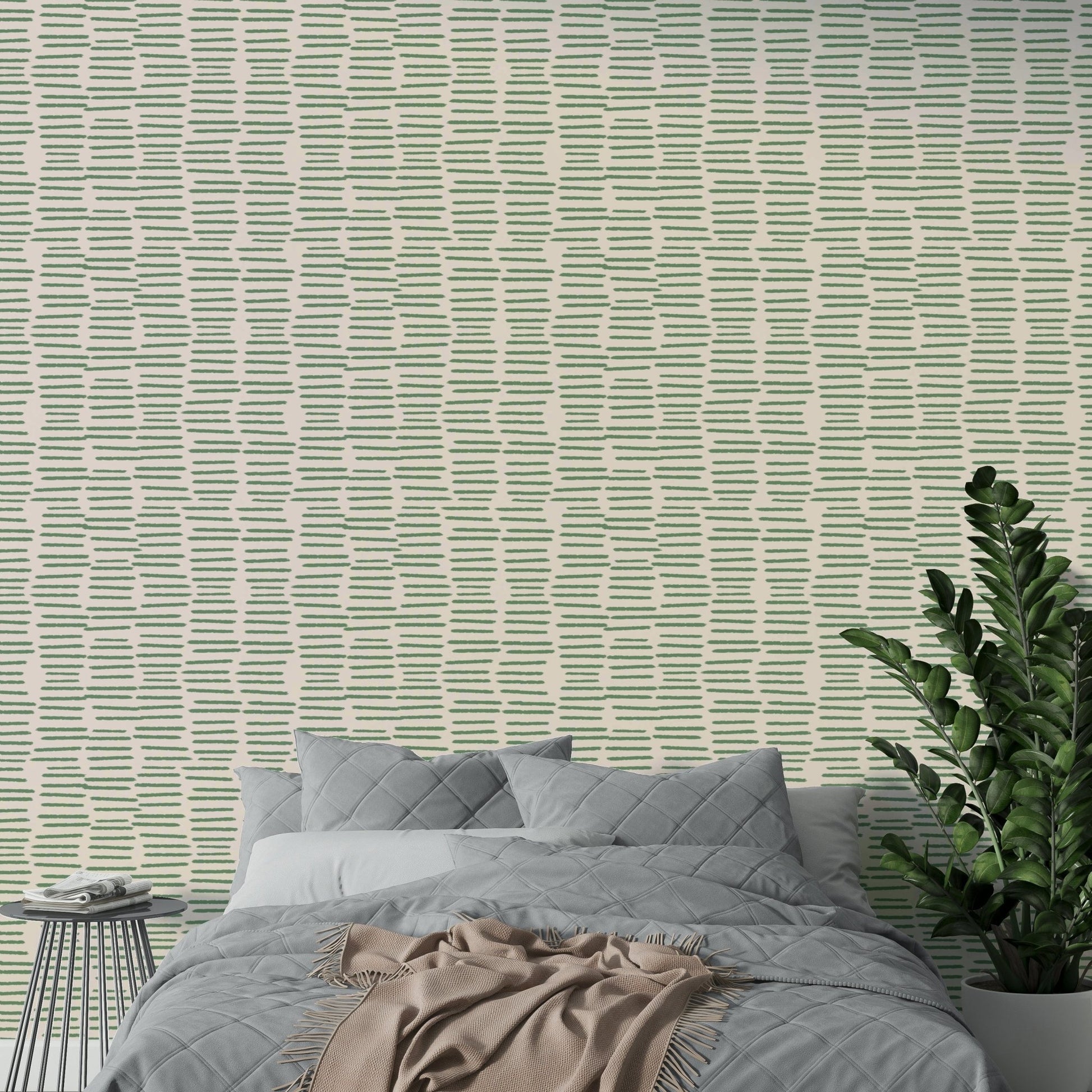 Brush stroke minimalist wallpaper in sage

