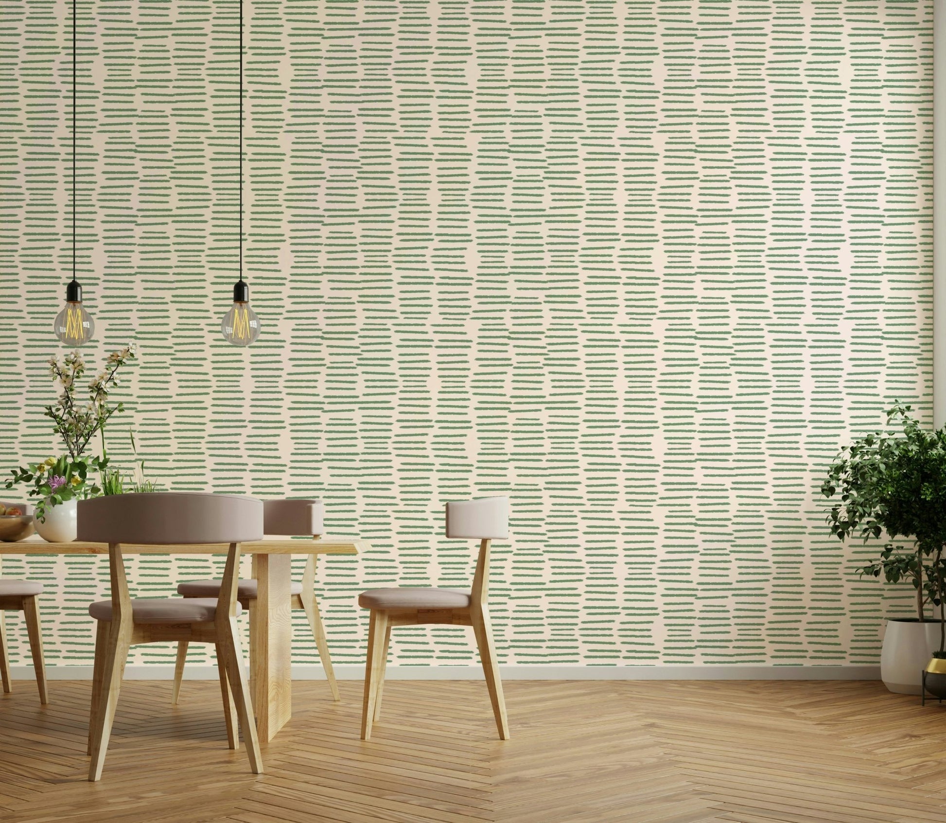Soft sage stripes with organic brush strokes

