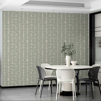 Organic boho stripes wallpaper in sage tone

