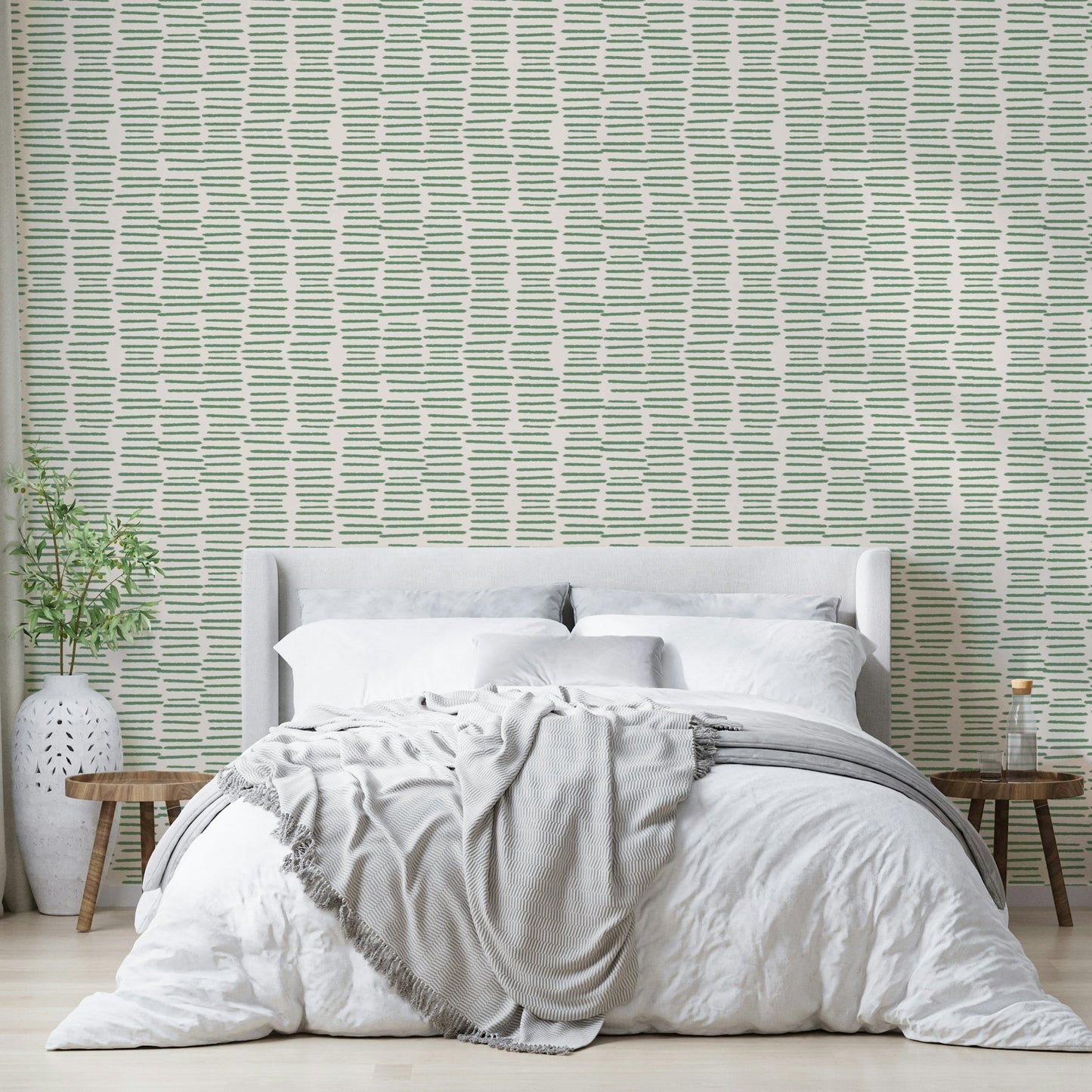 Minimalist sage boho brush stroke wallpaper

