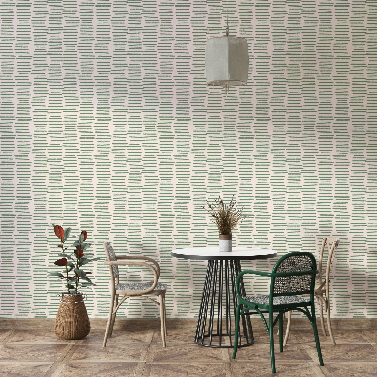 Minimalist wallpaper with sage brush stripes

