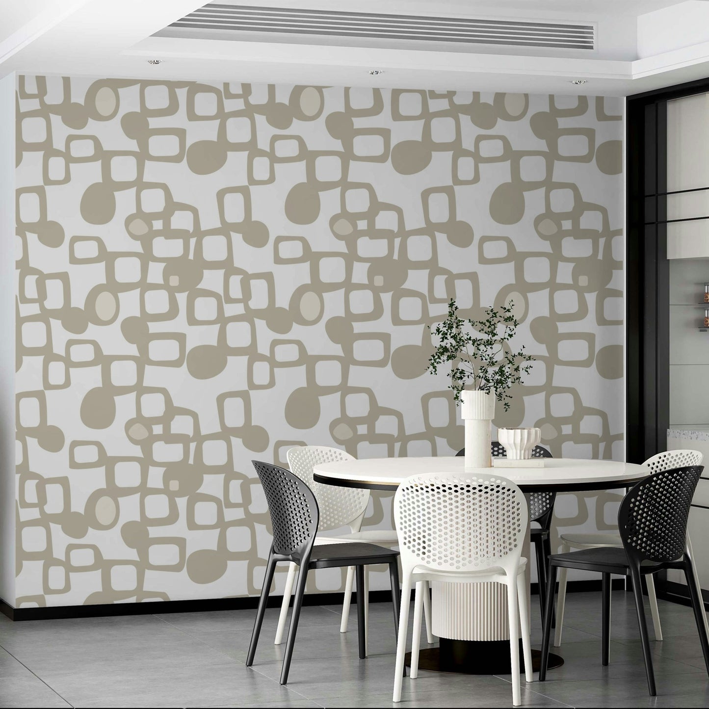 Natural form-inspired wall mural in soft tones