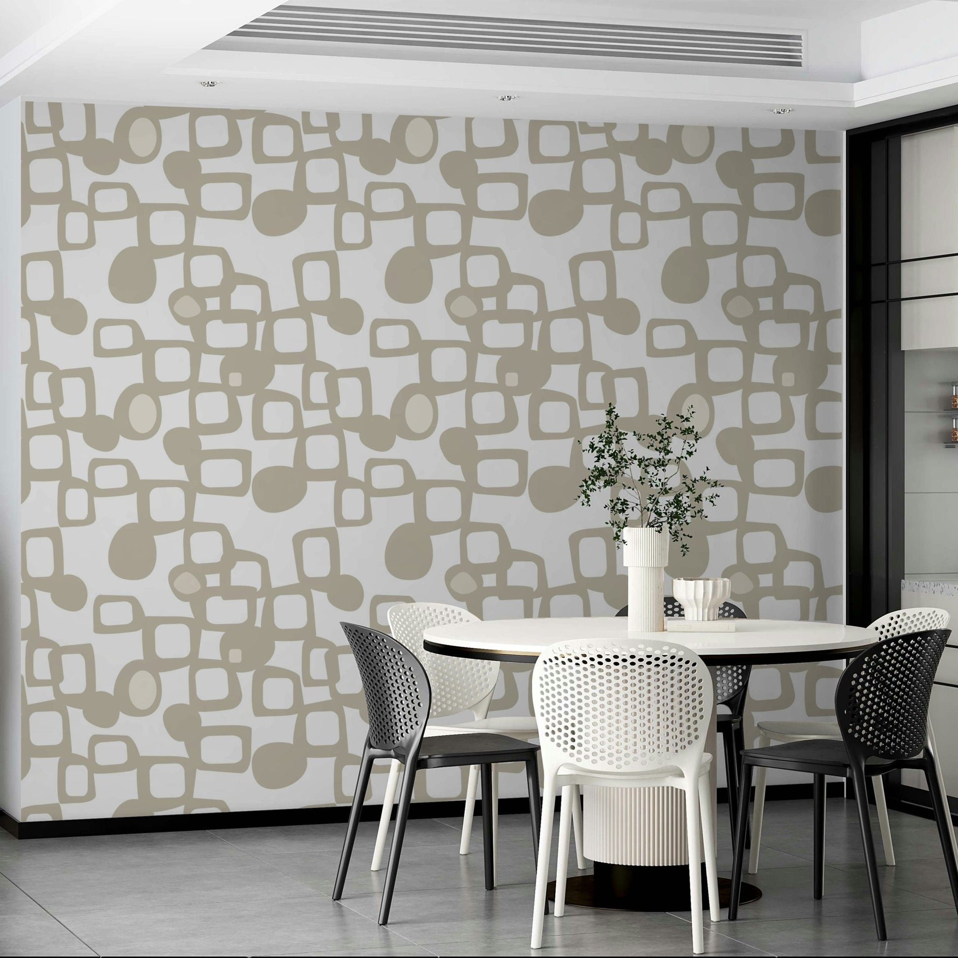 Natural form-inspired wall mural in soft tones