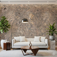 Flowing wood grain cork wall mural for home decor