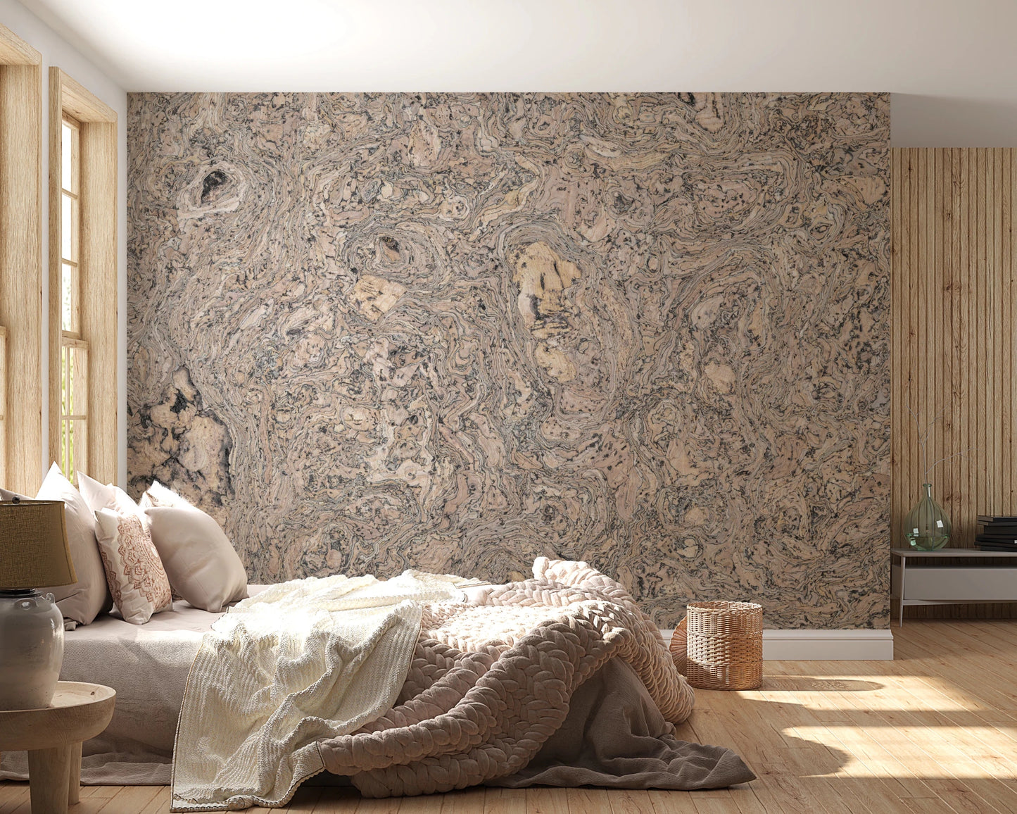 Subtle cork wood pattern wall mural background