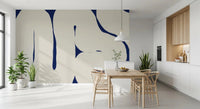 Dining area wall Organic Curves deep blue mural modern shapes