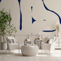 Modern abstract wall mural Organic Curves blue base design