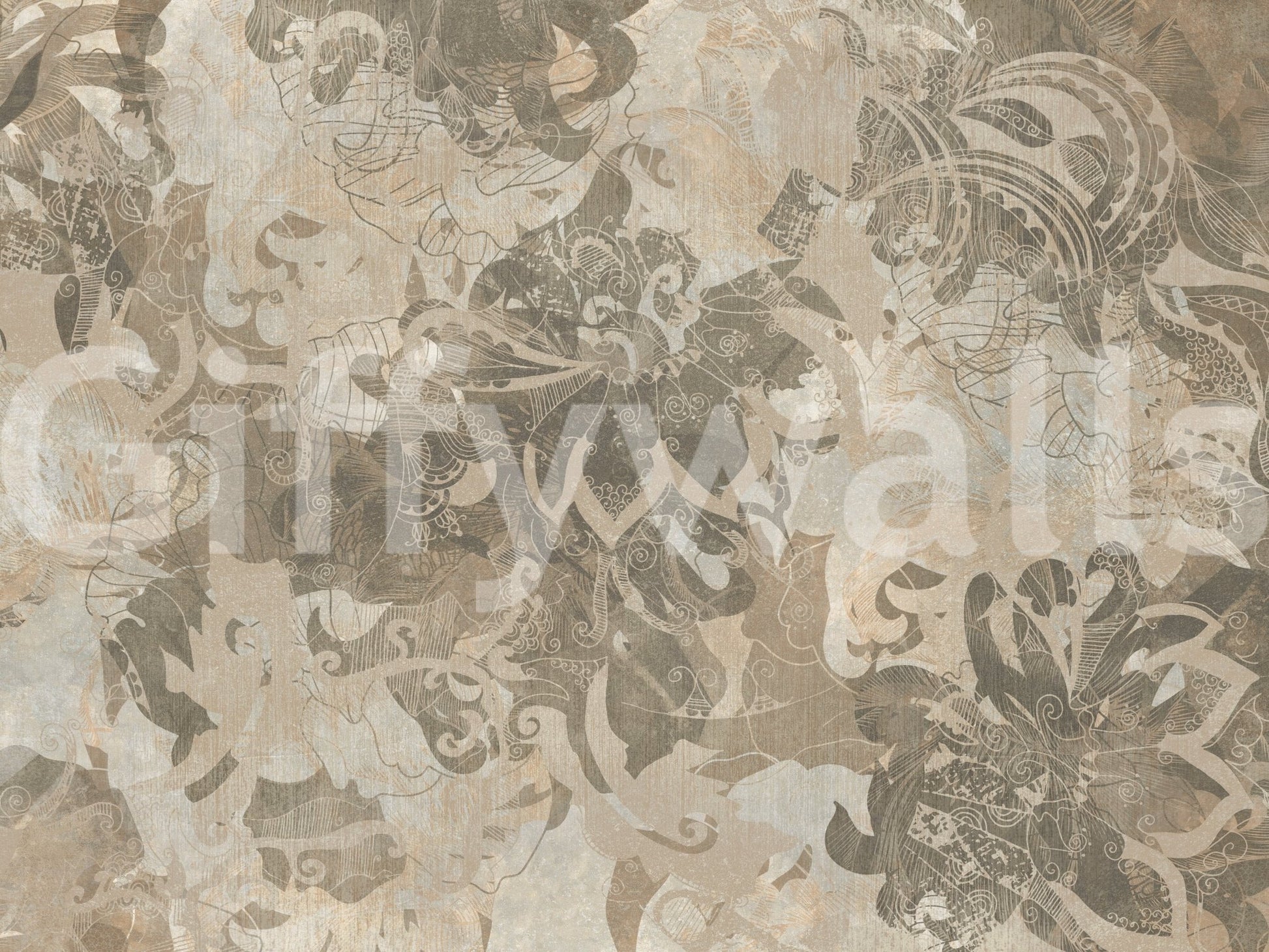 Textured neutral finish in Organic Earth Tapestry wall mural pattern
