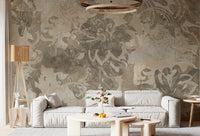 Living room with Organic Earth Tapestry wall mural in soft beige texture