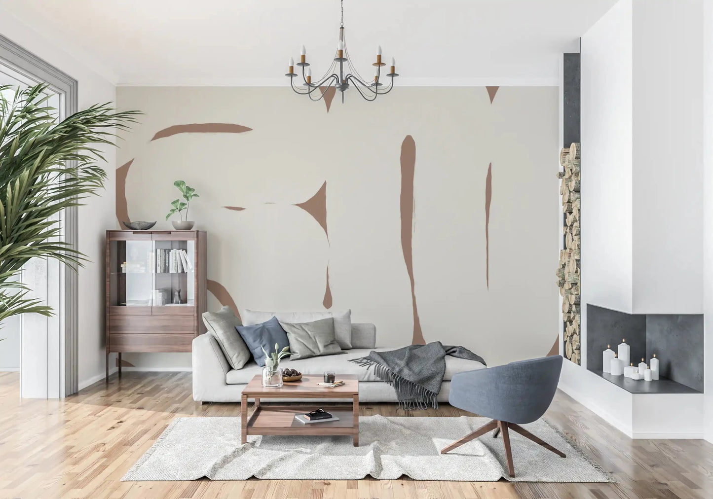Organic Embrace mural showing flowing curves and soft tones, GD9402