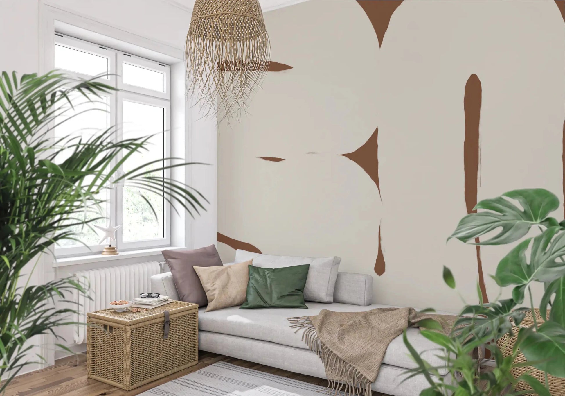 Organic Embrace wall mural with soft beige abstract pattern, GD9402