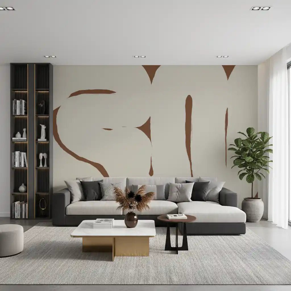 Hallway with Organic Embrace wall mural flowing form pattern, GD9402