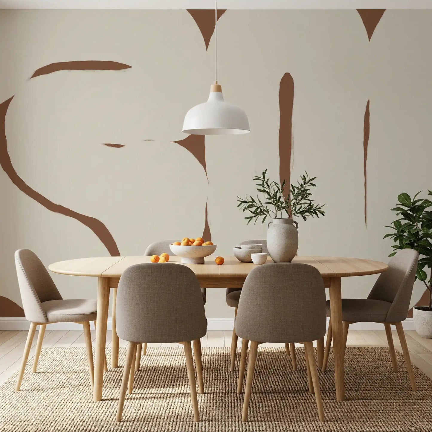 Neutral abstract wall mural Organic Embrace smooth shapes, GD9402