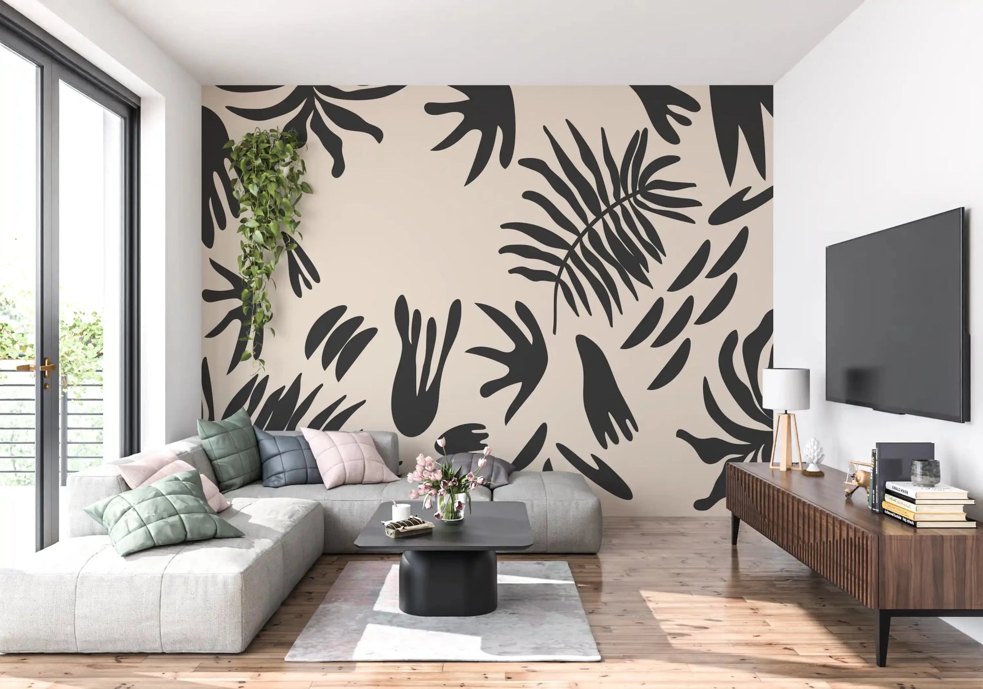 Organic Fern Silhouette Wall MuralGD9155