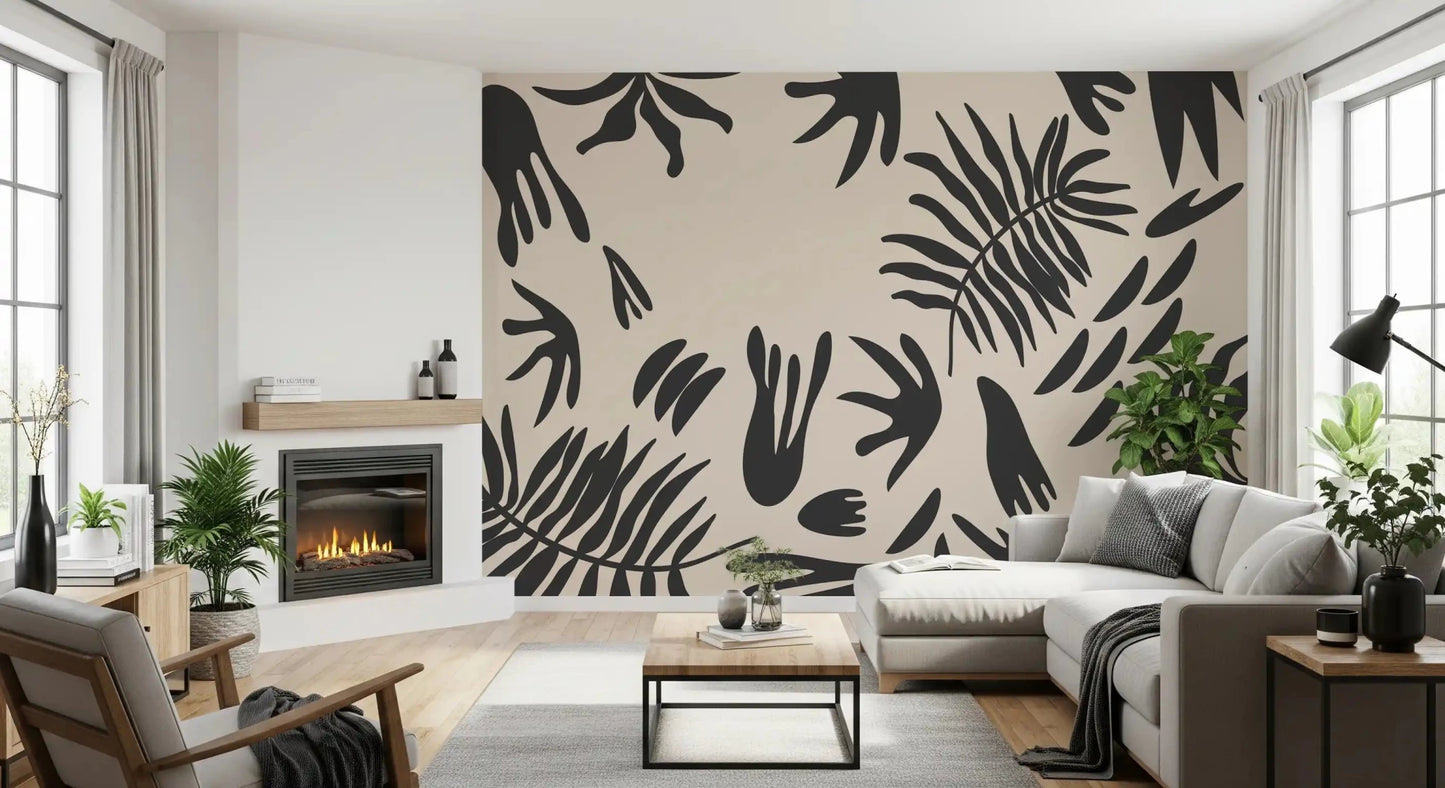 Organic Fern Silhouette Wall MuralGD9155
