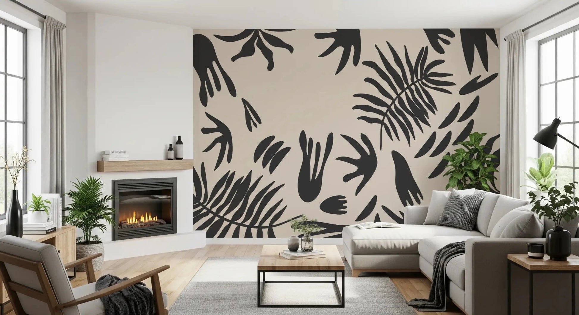 Organic Fern Silhouette Wall MuralGD9155