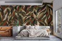 Organic Flow Abstract Leaf Wallpaper
