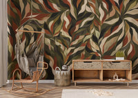 Organic Flow Abstract Leaf Wallpaper