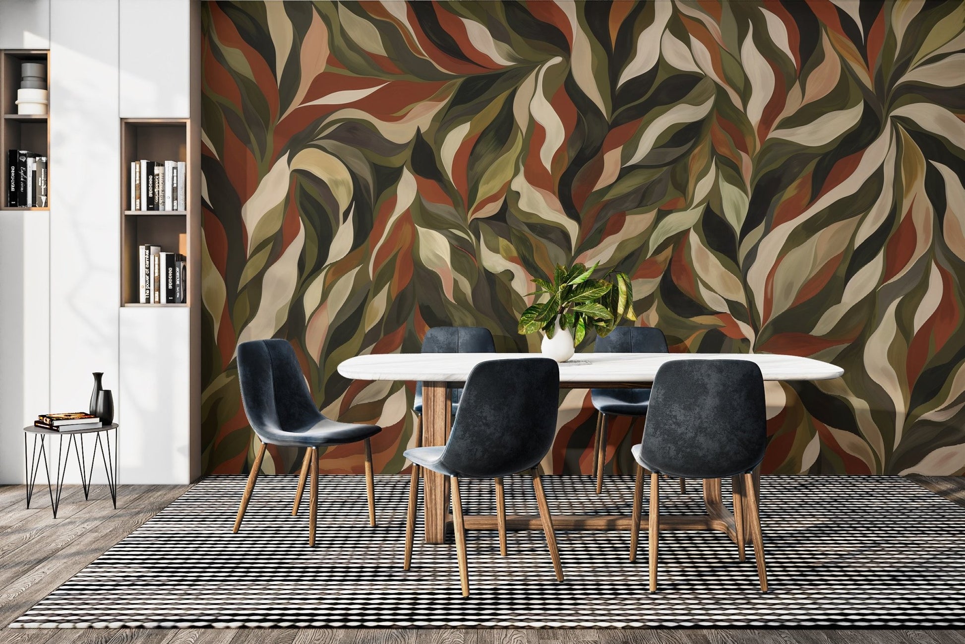 Organic Flow Abstract Leaf Wallpaper