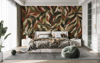 Organic Flow Abstract Leaf Wallpaper