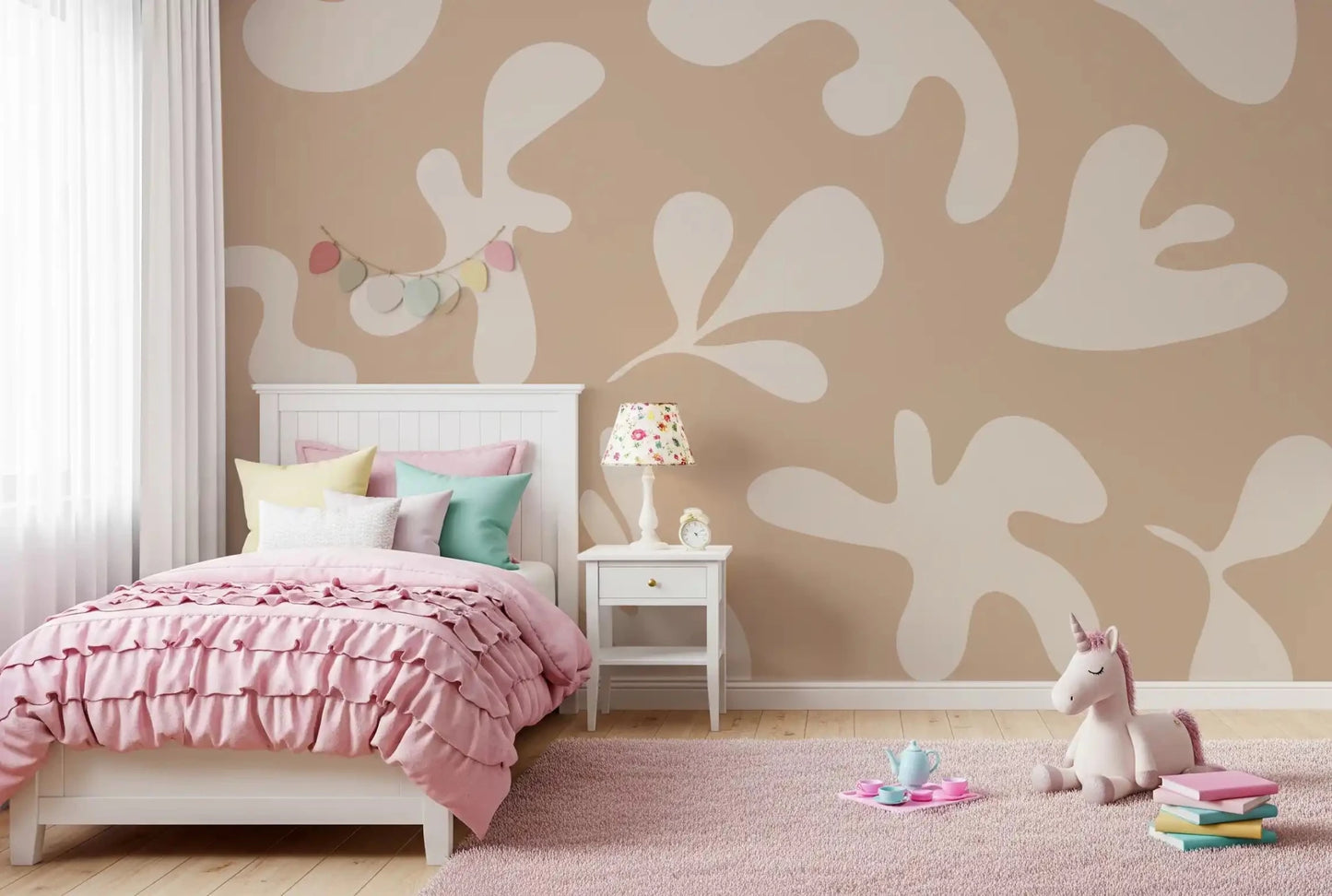 Beige modern wall mural with Organic Flow minimal organic pattern finish