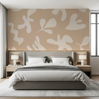 Organic Flow in Beige wall mural with bold organic shapes in beige and cream