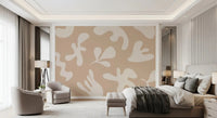 Bedroom wall featuring Organic Flow in Beige wall mural in neutral tones