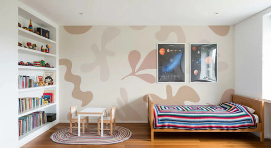 Kids room Organic Flow wall mural muted abstract shapes