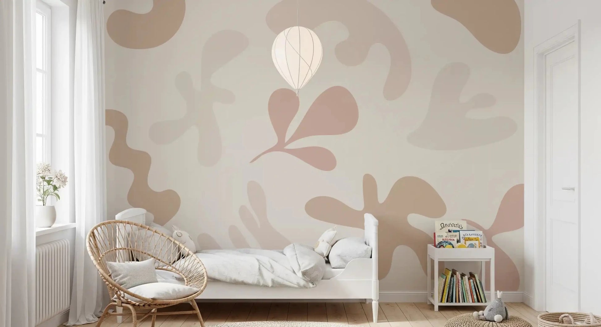 Organic Flow wall mural with layered muted shapes