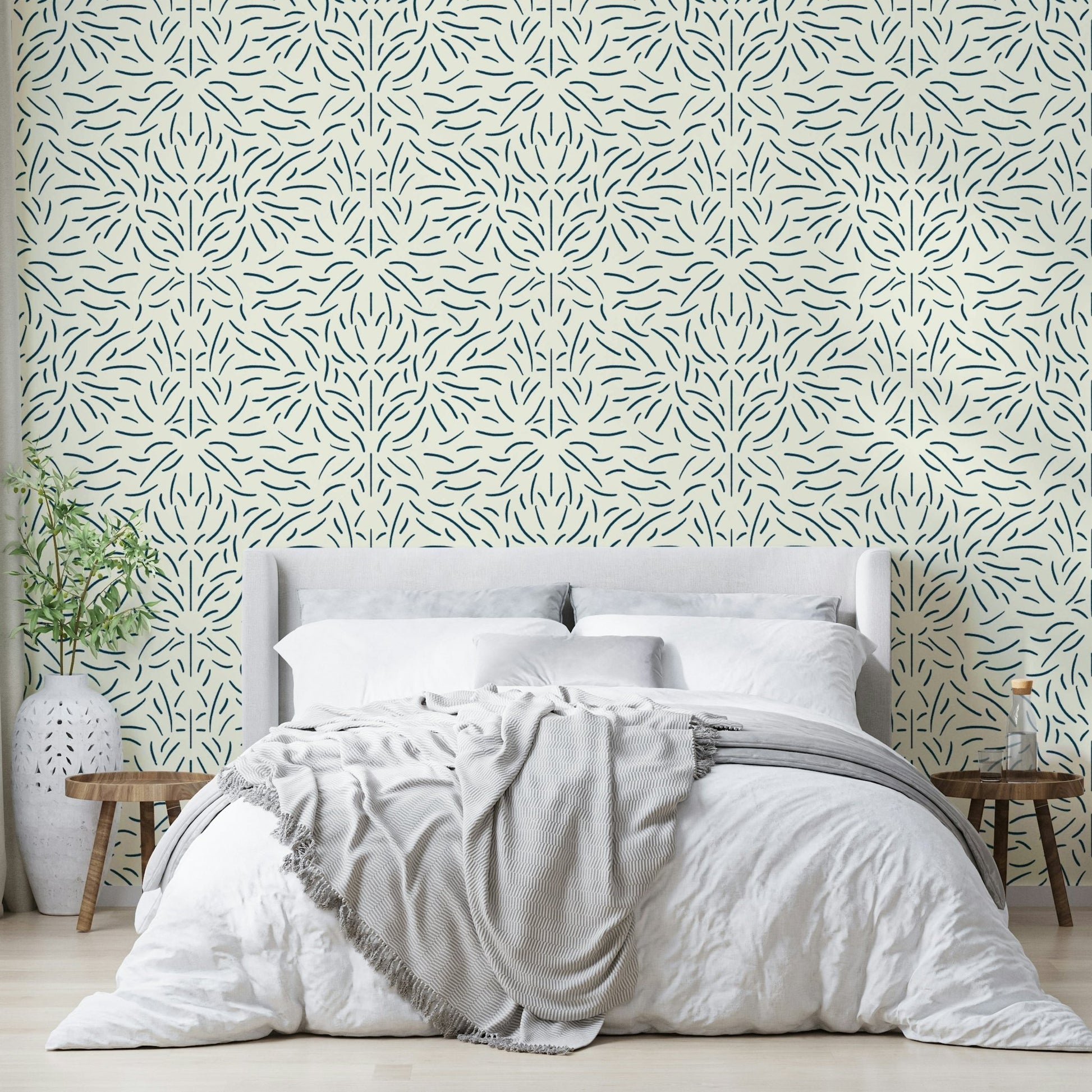 Elegant organic flow wallpaper for a natural look.

