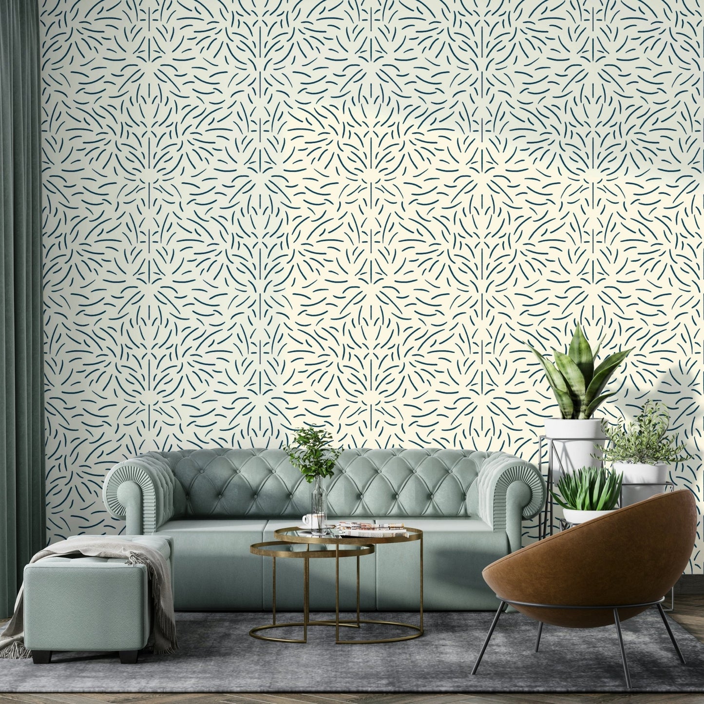 Calming organic flow wallpaper for cozy living spaces.

