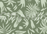 Organic Green Flow Abstract Wall Mural with soft detailing, GD9163