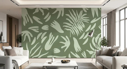 Abstract nature Wall Mural in Organic Green Flow styling