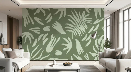 Abstract nature Wall Mural in Organic Green Flow styling