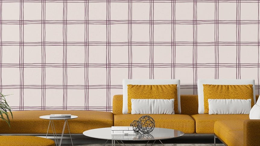Gentle grid pattern in mauve beige wallpaper, GD1988