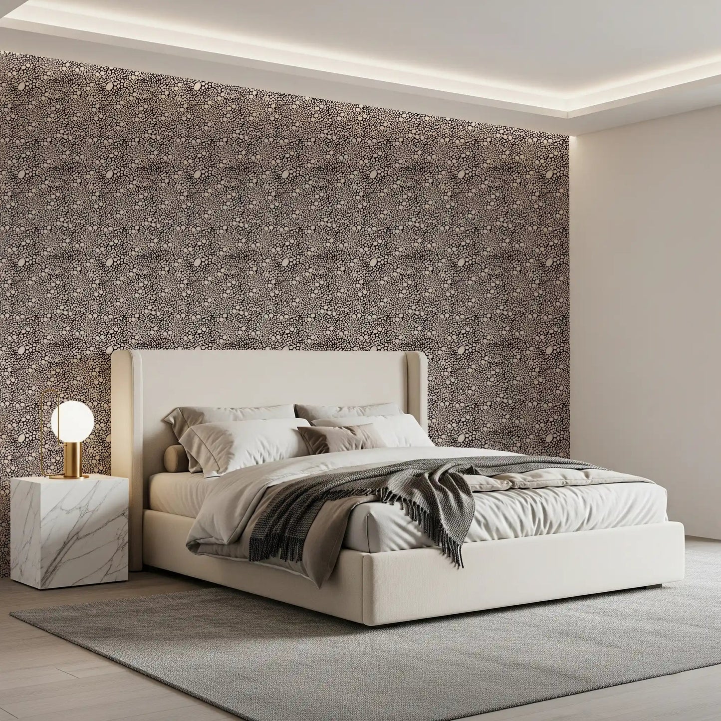 Rustic scatter shapes this dark brown pebble wallpaper from corner to corner
GD9501