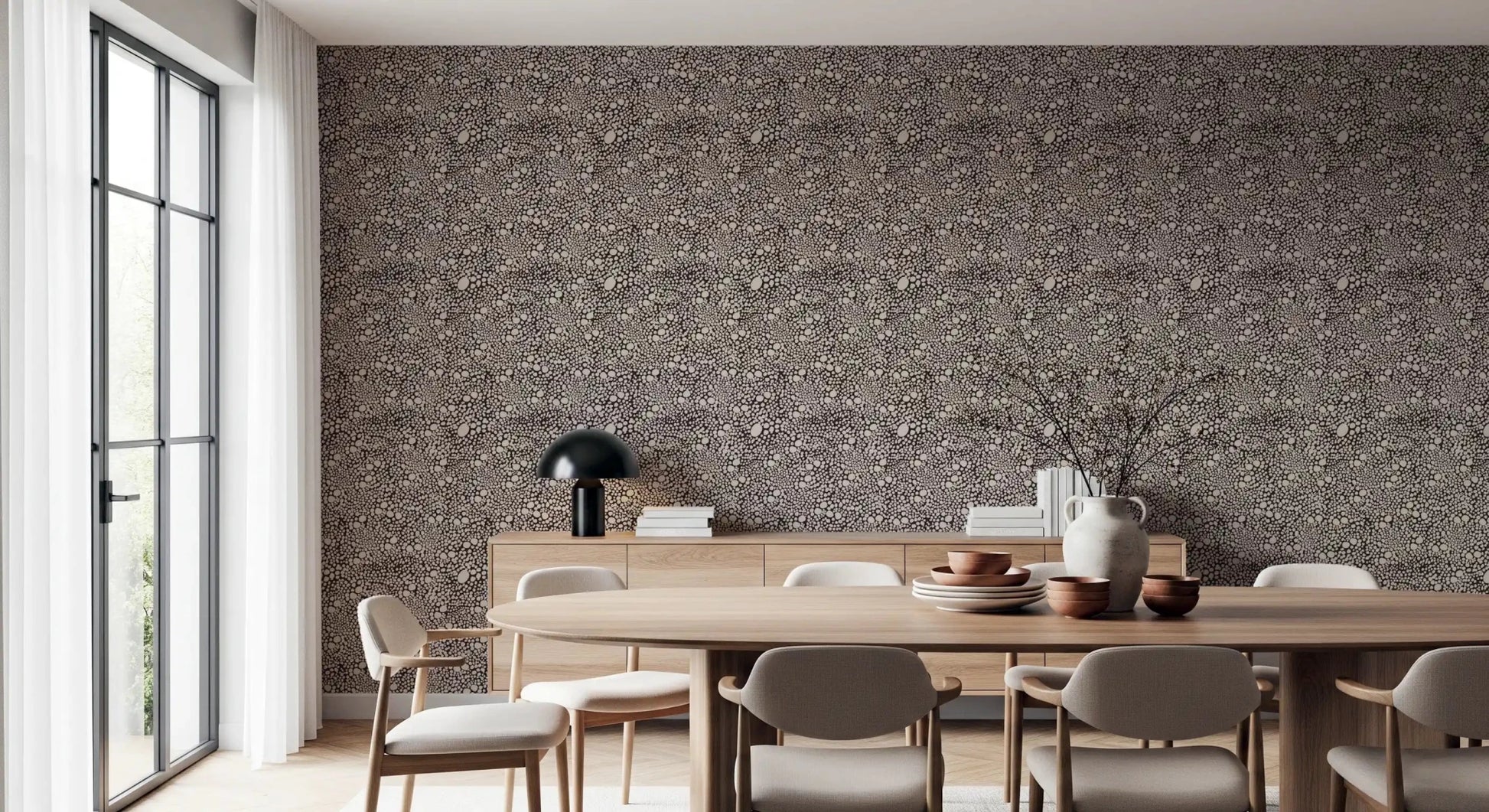 Dotted clusters cover the Organic Pebble Mosaic wallpaper repeat throughout
GD9501