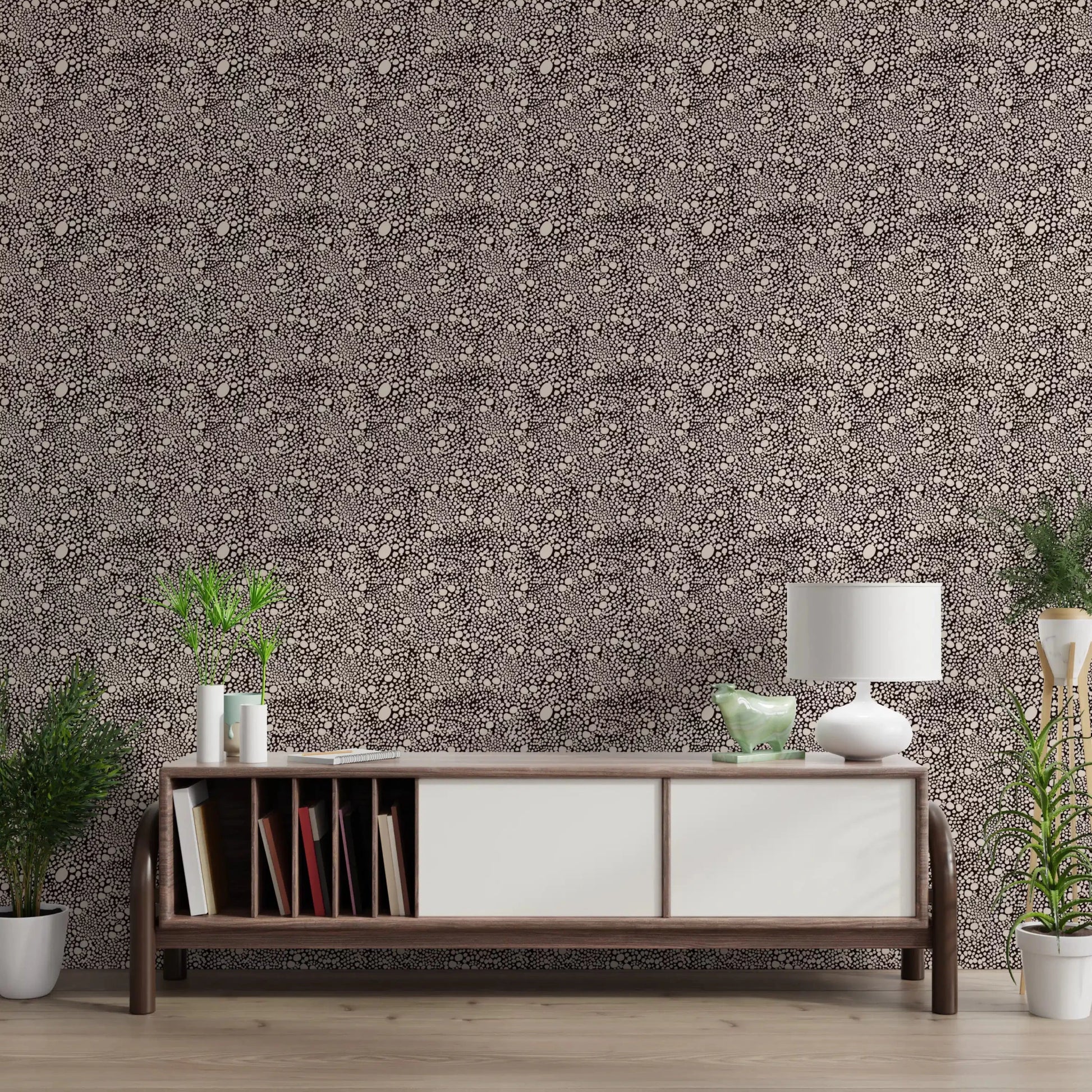 Hallway lined with the dotted brown texture wallpaper edge to edge
GD9501